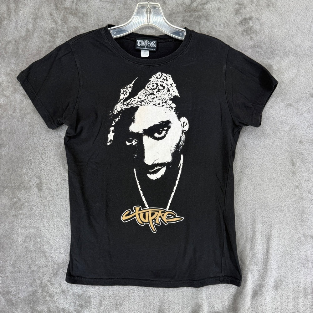 Tupac Shakur 2006 Vintage Graphic T-Shirt Black Womens Large Amaru‎ AWA Hip Hop